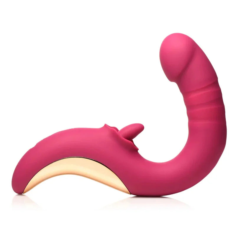 Tease and Please Thrusting and Licking Vibrator - Fuchsia - MyPleasure