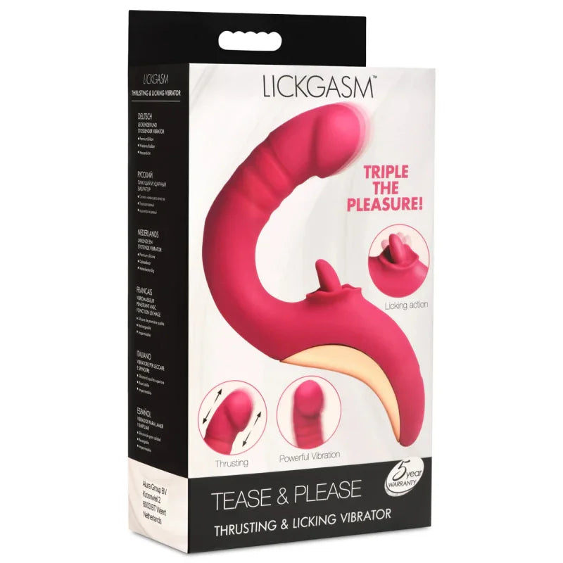 Tease and Please Thrusting and Licking Vibrator - Fuchsia - MyPleasure