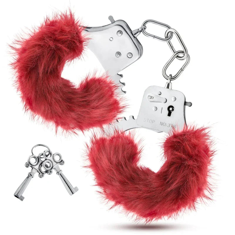Temptasia - Plush Fur Cuffs - Burgundy - MyPleasure