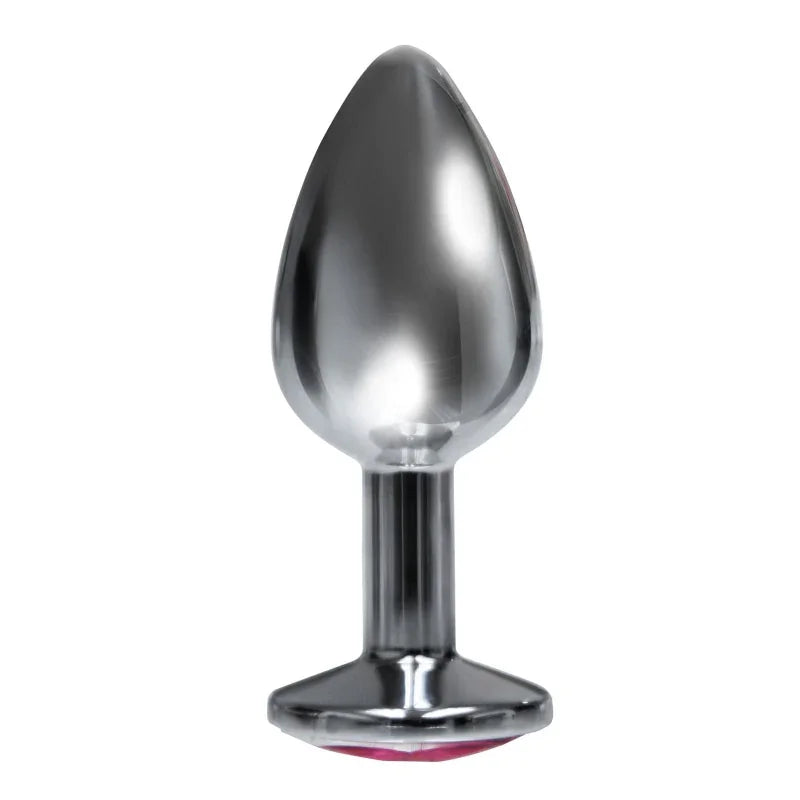 The 9's the Silver Starter Bejeweled Stainless Steel Plug - Pink - MyPleasure