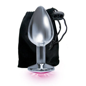The 9's the Silver Starter Bejeweled Stainless Steel Plug - Pink - MyPleasure