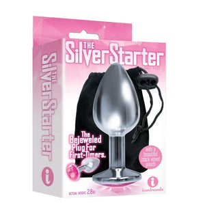 The 9's the Silver Starter Bejeweled Stainless Steel Plug - Pink - MyPleasure