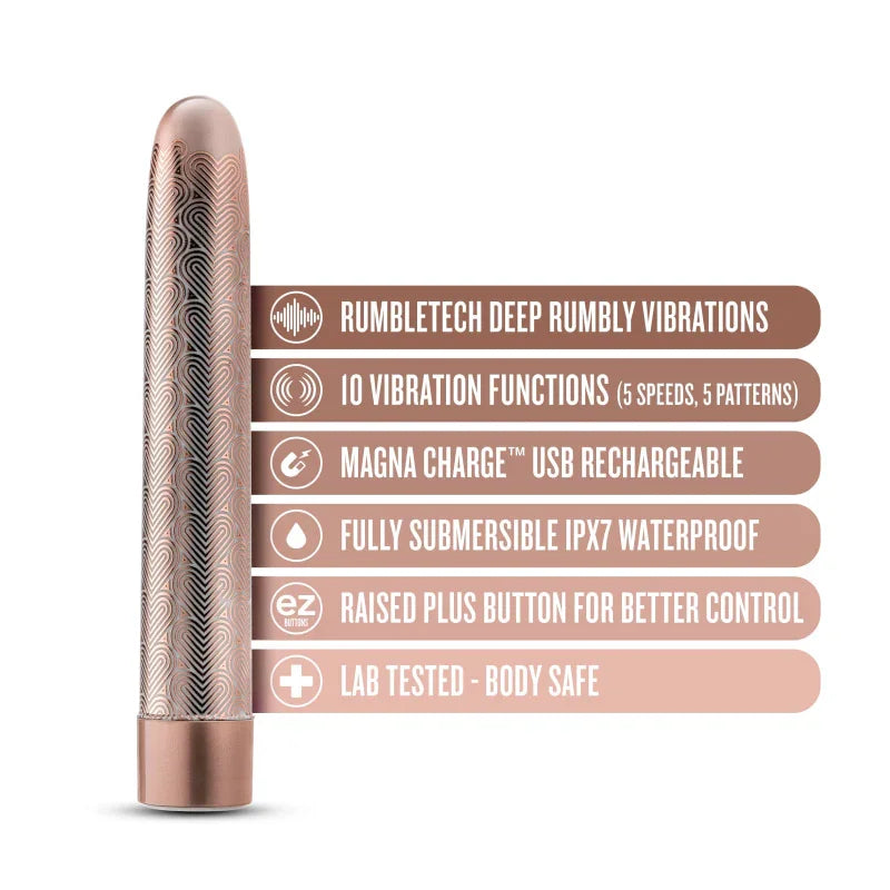 The Collection - Lattice - 7 Inch Rechargeable Vibe - Rose Gold - MyPleasure