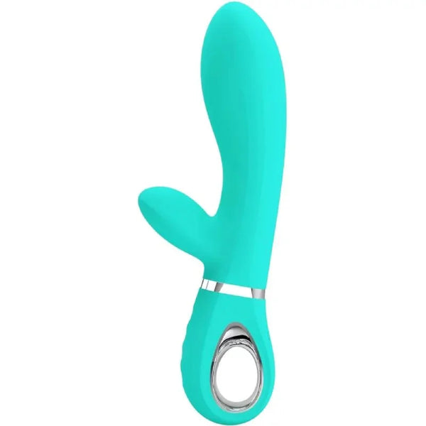 Thomas Super Soft Silicone Rabbit Vibrator - Turquoise  MyPleasure