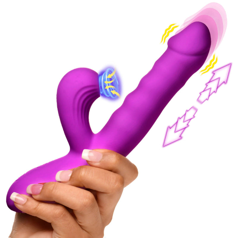 Thrust Wave Thrusting and Sucking Rabbit Vibrator  - Purple