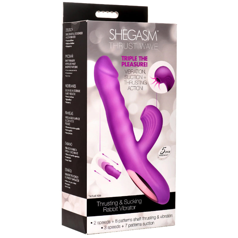 Thrust Wave Thrusting and Sucking Rabbit Vibrator  - Purple