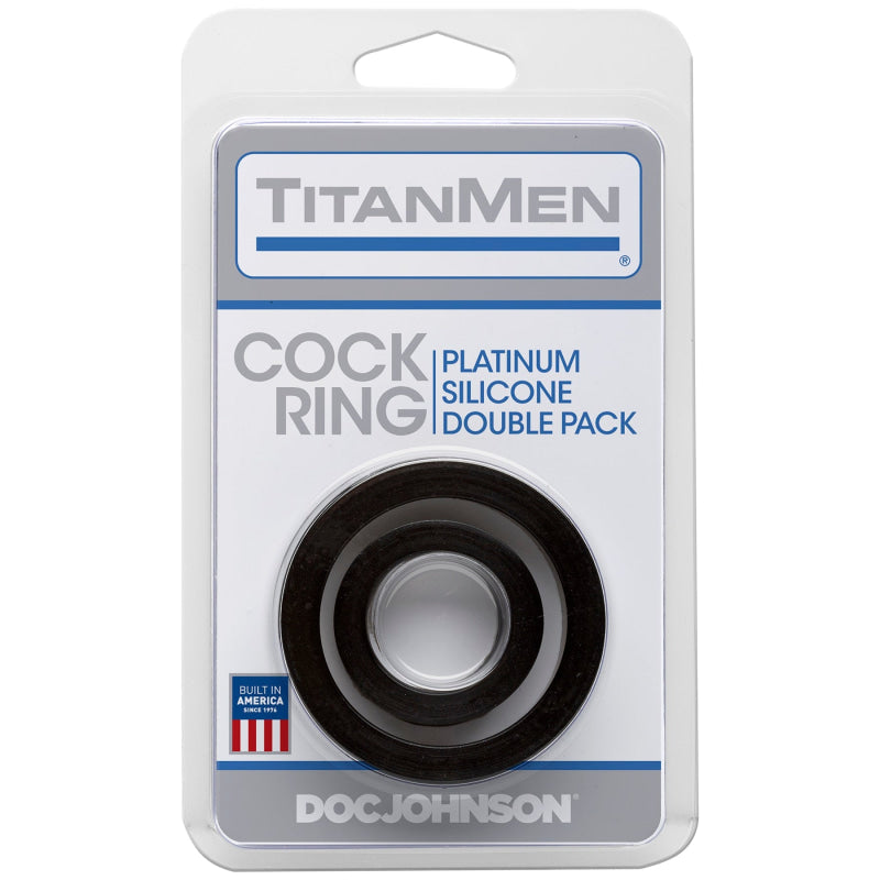 Titanmen Cock Ring Platinum Silicone  Double Pack - Black