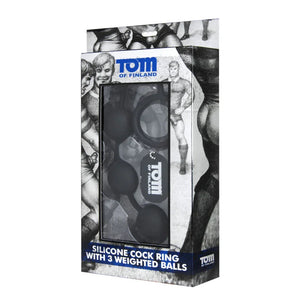 Tom of Finland Silicone Cock Ring With 3 Weighted Balls - MyPleasure