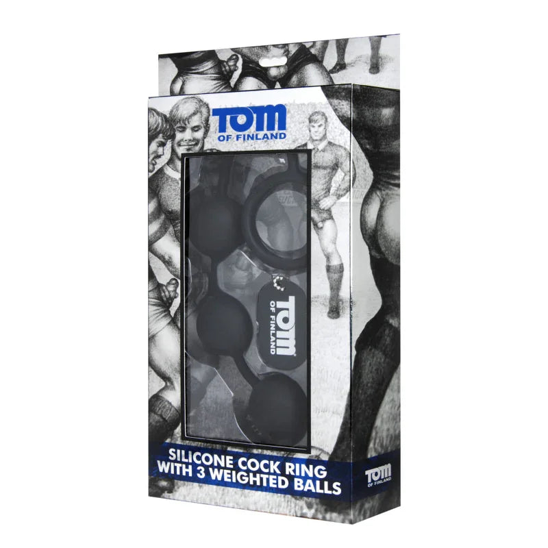 Tom of Finland Silicone Cock Ring With 3 Weighted Balls - MyPleasure