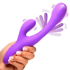 Tri-Flick Flicking Silicone Rabbit Vibrator - Purple - MyPleasure