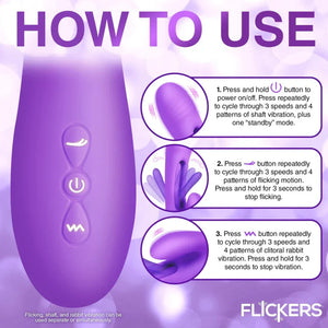Tri-Flick Flicking Silicone Rabbit Vibrator - Purple - MyPleasure