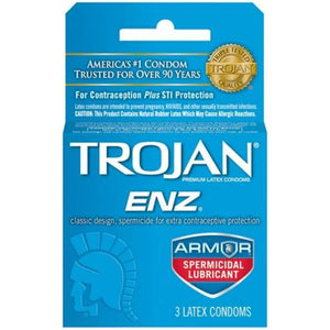 Trojan Enz Armor Spermicidal Lubricated Condoms - 3 Pack - MyPleasure