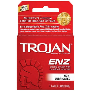 Trojan Enz Non-Lubricated Condoms - 3 Pack - MyPleasure