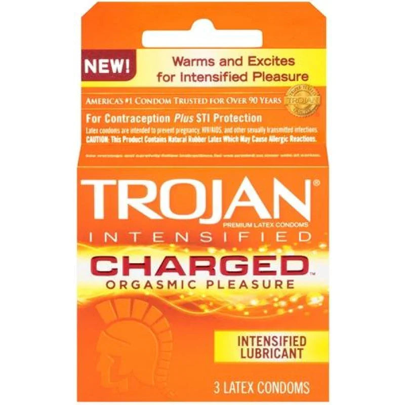 Trojan Intensified Charged Orgasmic Pleasure Condoms - 3 Pack - MyPleasure