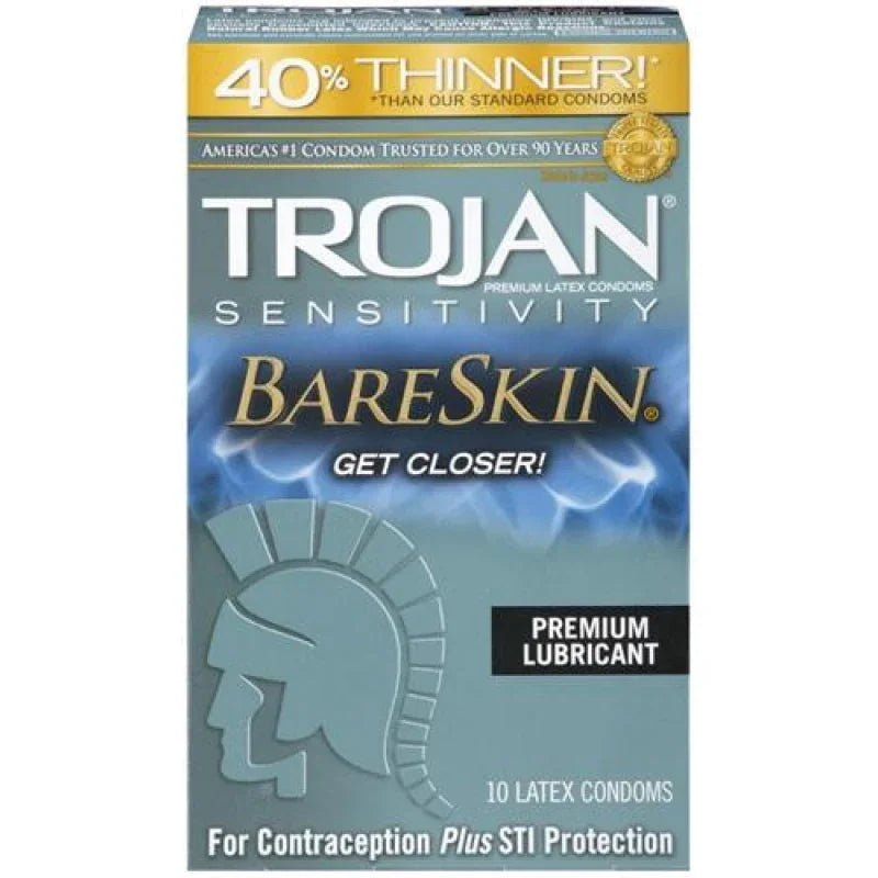 Trojan Sensitivity Bareskin Lubricated Condoms - 10 Pack - MyPleasure