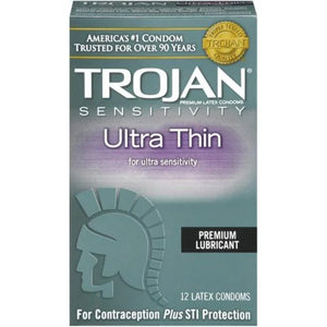 Trojan Sensitivity Ultra Thin Lubricated Condoms - 12 Pack - MyPleasure