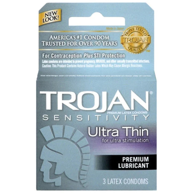 Trojan Sensitivity Ultra Thin Lubricated Condoms - 3 Pack - MyPleasure