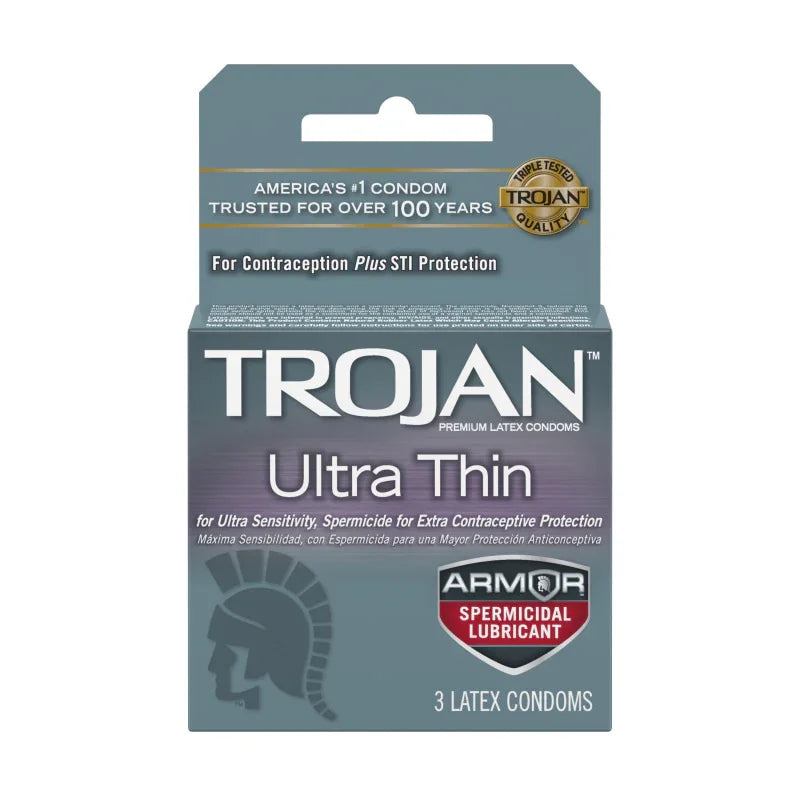 Trojan Ultra Thin Armor Spermicidal Condoms - 3 Pack - MyPleasure
