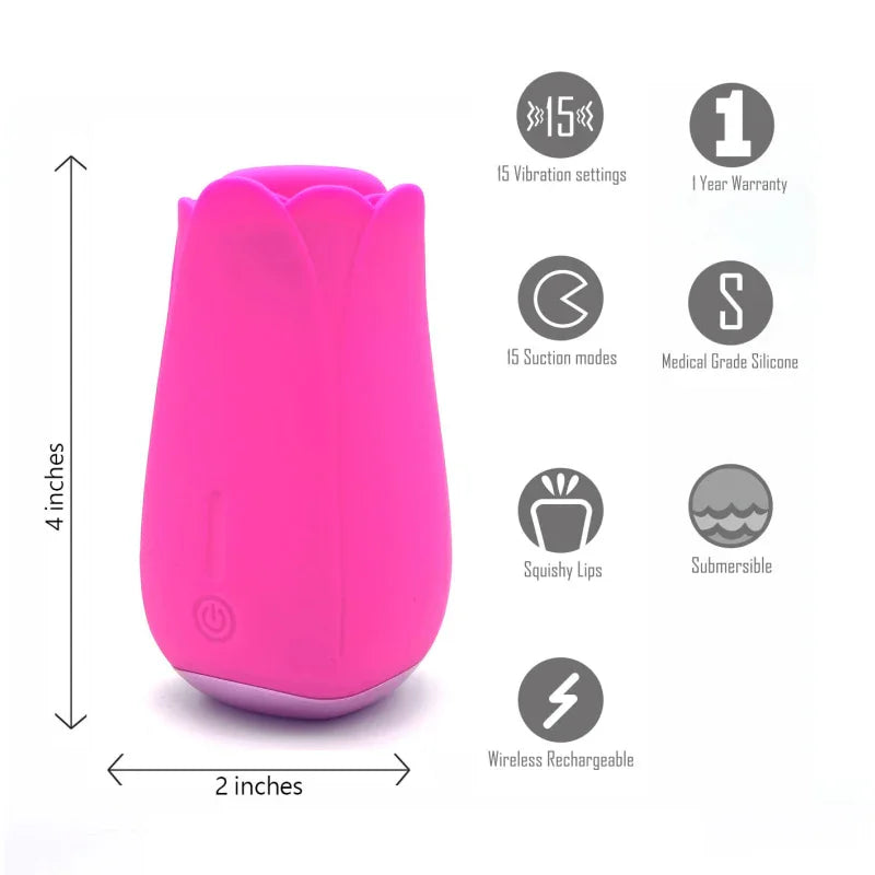 Tulip Pro 15-Function Suction Vibe With Wireless Charging - Pink - MyPleasure
