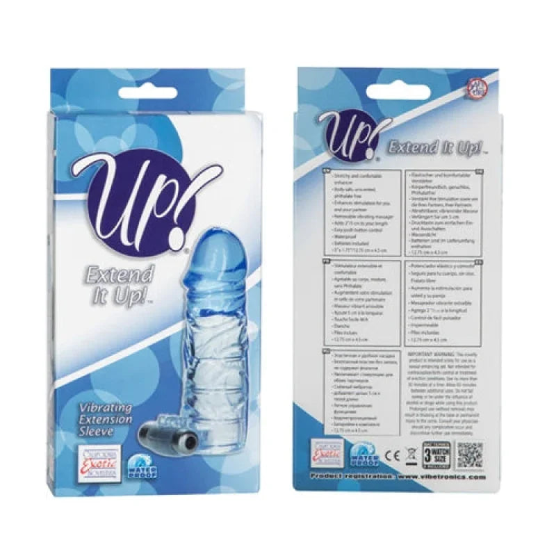Up Extended It Up Vibrating Extension Sleeve - Blue - MyPleasure