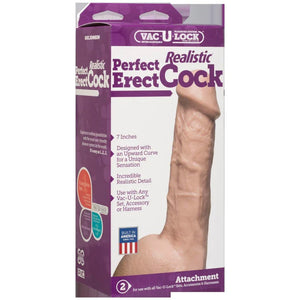 Vac-U-Lock Perfect Erect Realistic Cock - White - MyPleasure