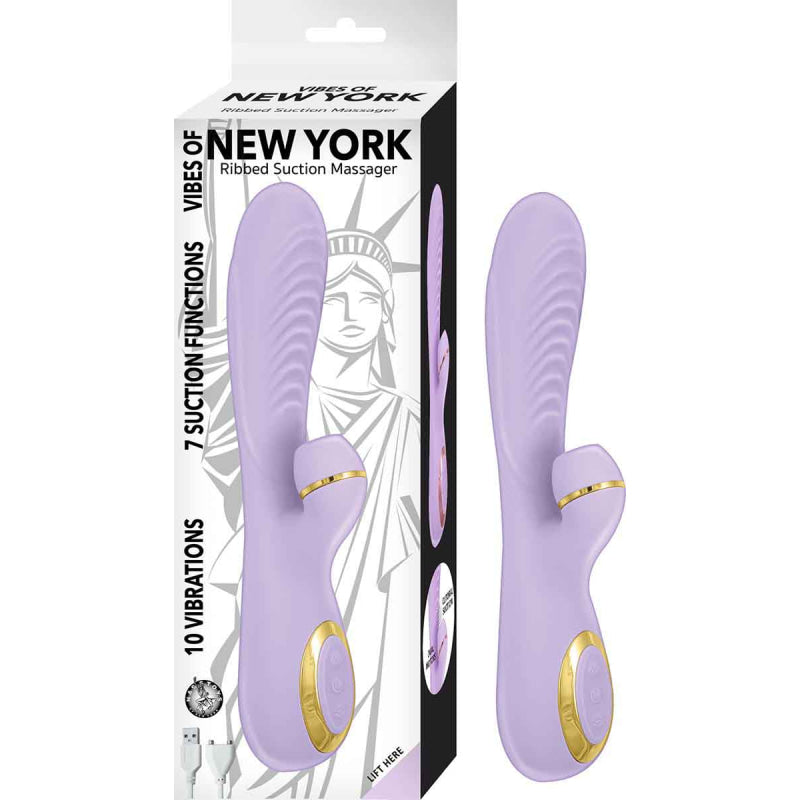 Vibes of New York Ribbed Suction Massager - Lavender