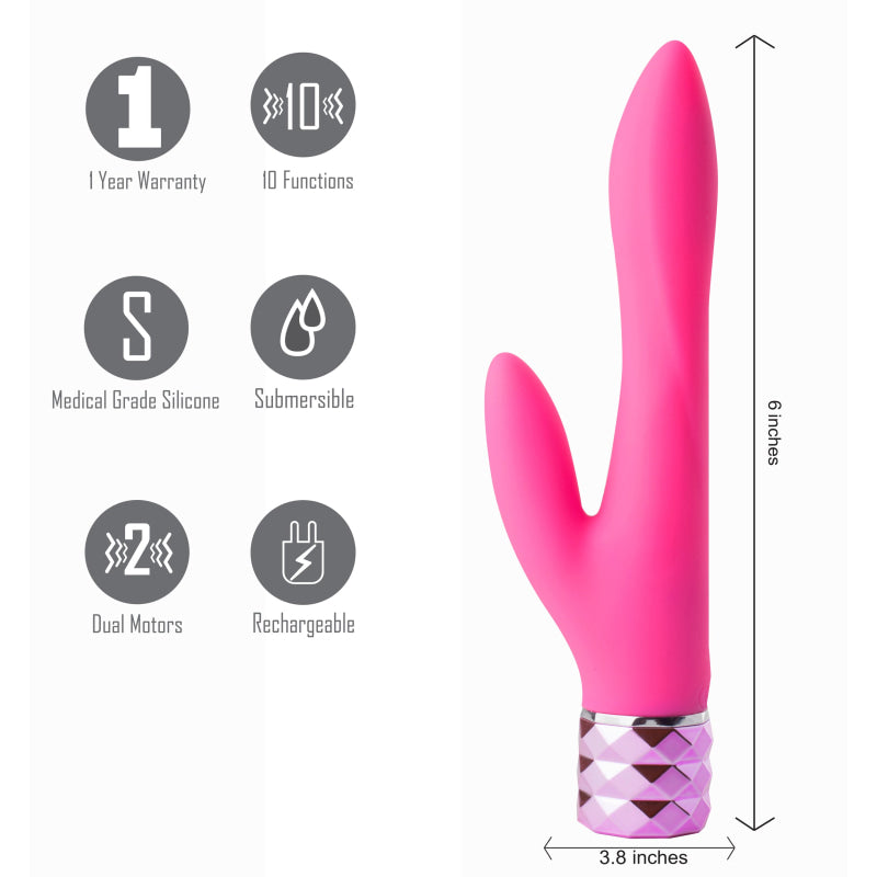 Victoria Crystal Gem Dual Vibrator - Pink