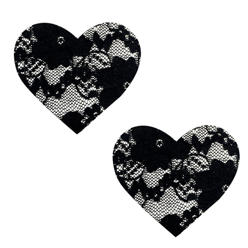 Vogue Black Lace 'I Heart U' Nipztix Pasties - NN-BLA-LAC-NS - Elevate Your Intimate Wardrobe with These Stylish and Sensual Pasties!