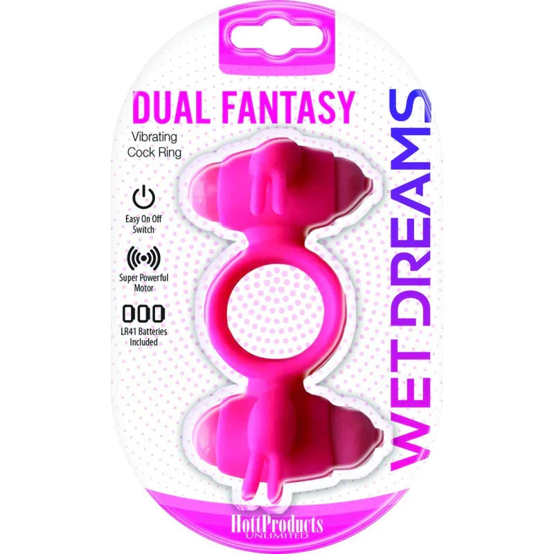 Wet Dreams - Dual Fantasy Cock Ring With Turbo Motors - Pink - MyPleasure