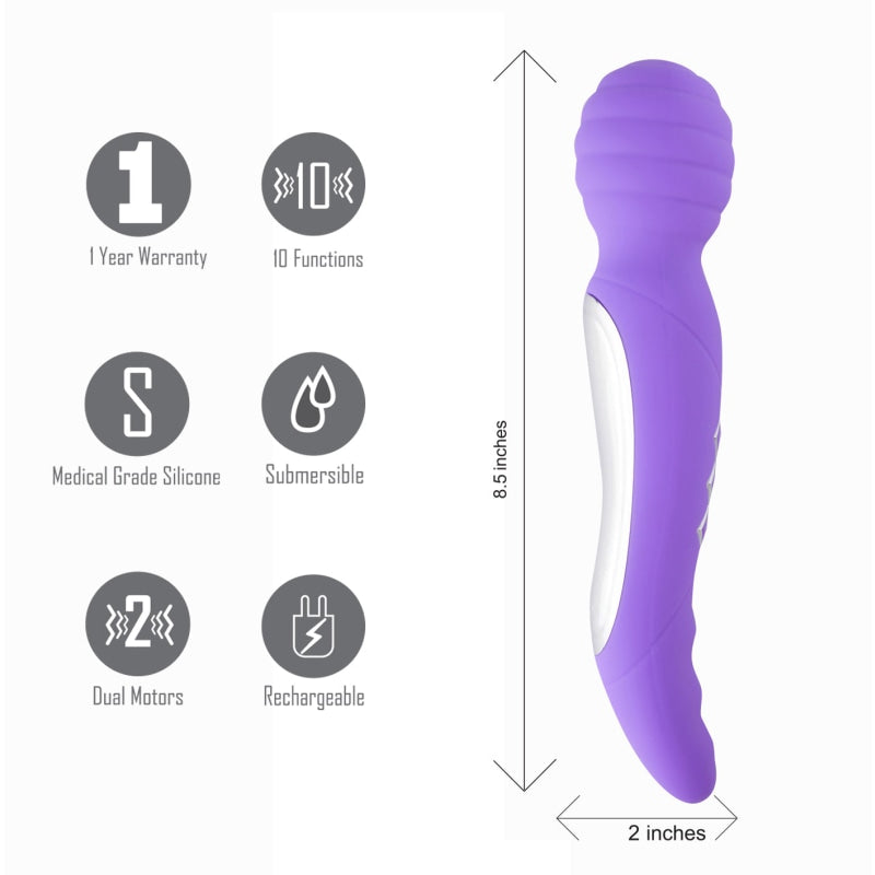 Zoe Twisty Dual Vibrating Pleasure Wand - Purple