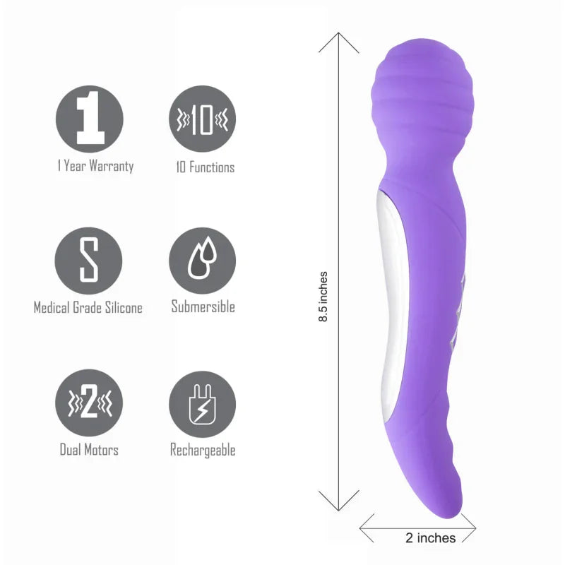 Zoe Twisty Dual Vibrating Pleasure Wand - Purple - MyPleasure