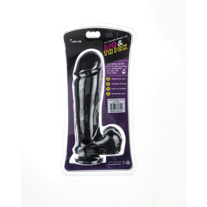 10" Thick Cock W/balls & Suction - Black