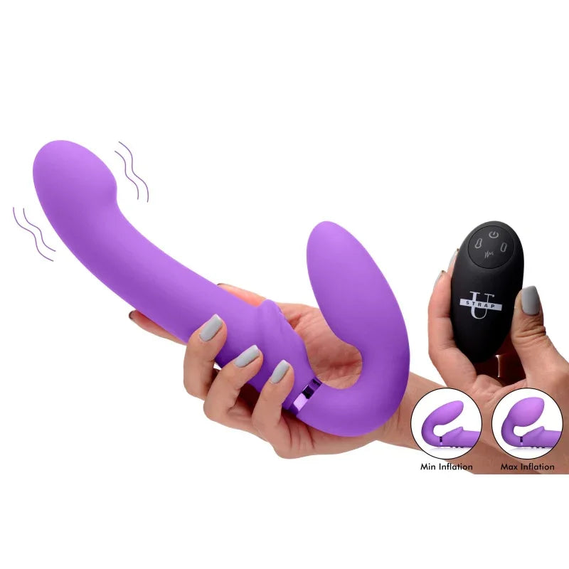 10x Ergo- Fit G-Pulse Inflatable and Vibrating Strapless Strap- on - Purple - MyPleasure