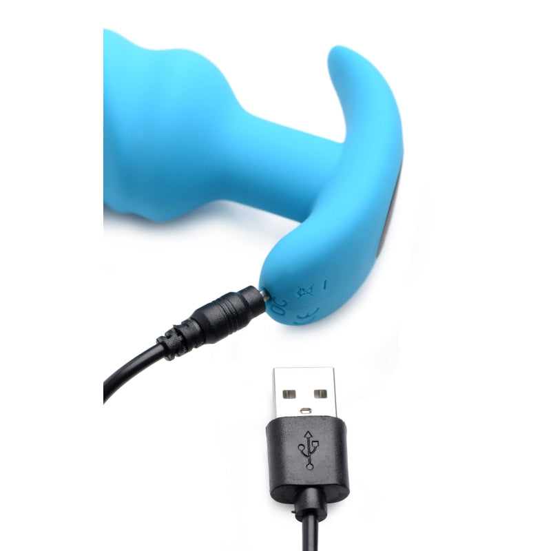 21x Silicone Swirl Plug With Remote - Blue - Anal Toys & Stimulators