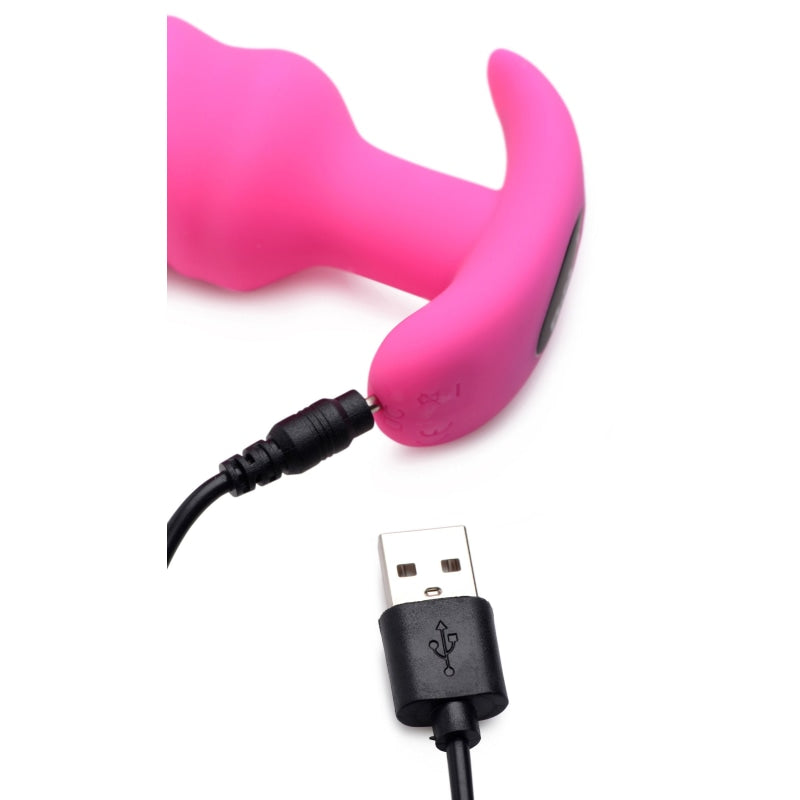 21x Silicone Swirl Plug With Remote - Pink - Anal Toys & Stimulators