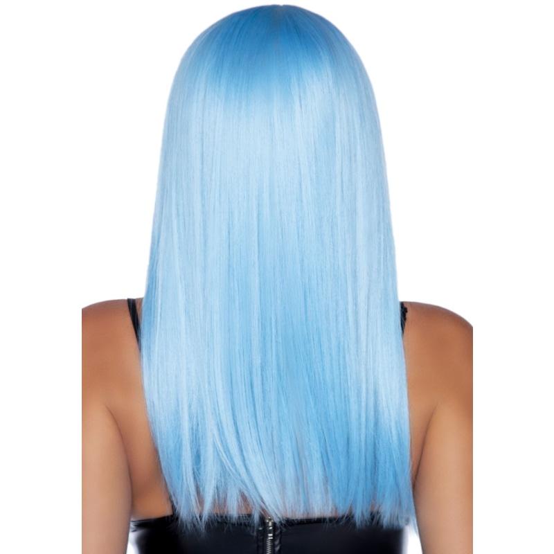 24 Inch Long Straight Bang Wig Blue - Holiday Items