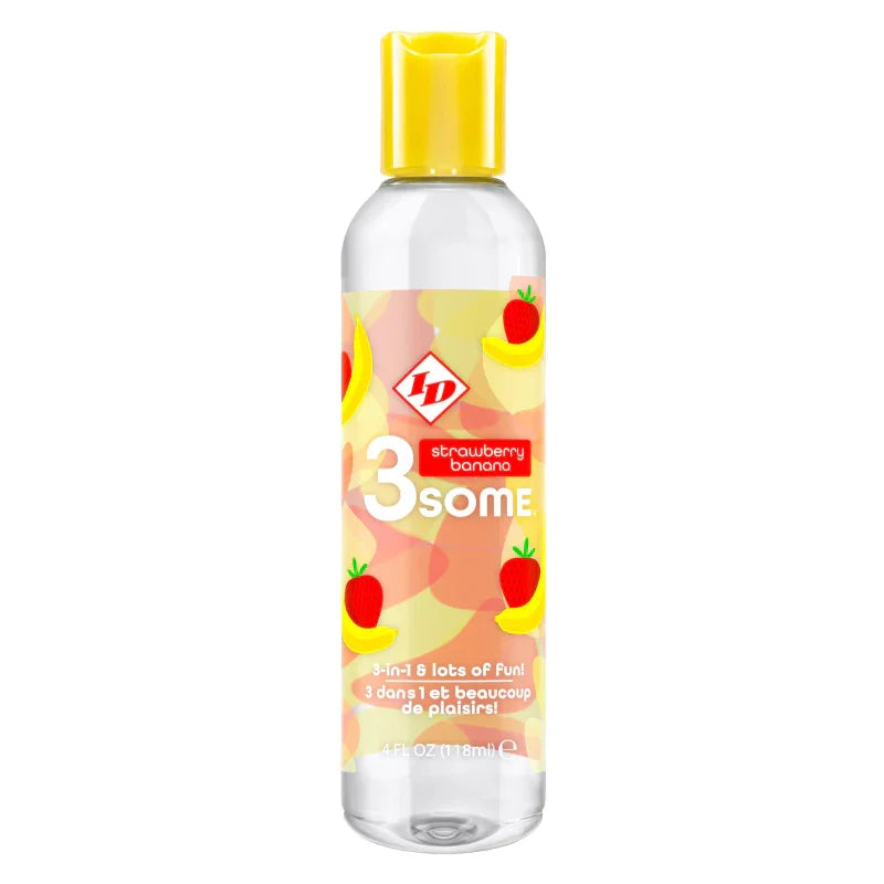 3some 3-in-1 Lubricant - Strawberry Banana - 4 Fl. Oz. - MyPleasure
