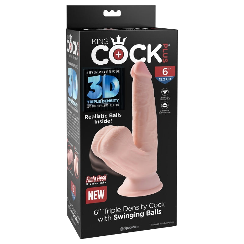 6 Inch Triple Density Cock With Swinging Balls - Dildos & Dongs