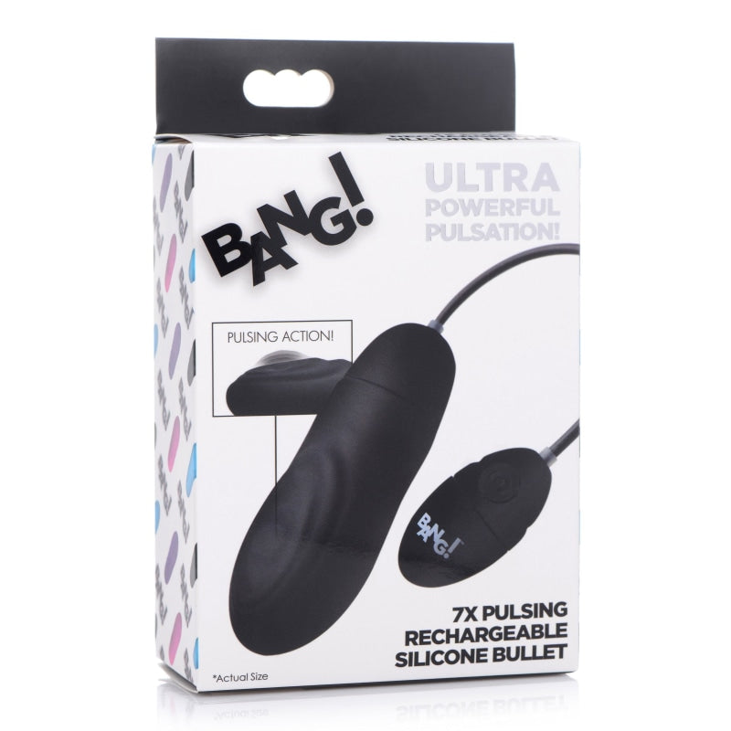 7x Pulsing Rechargeable Silicone Bullet- Black - Vibrators