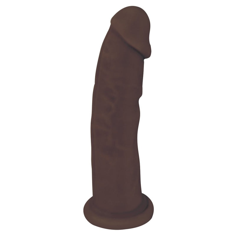 8 Inch Fleshstixxx Silicone Dildo With Balls - Chocolate - Dildos & Dongs