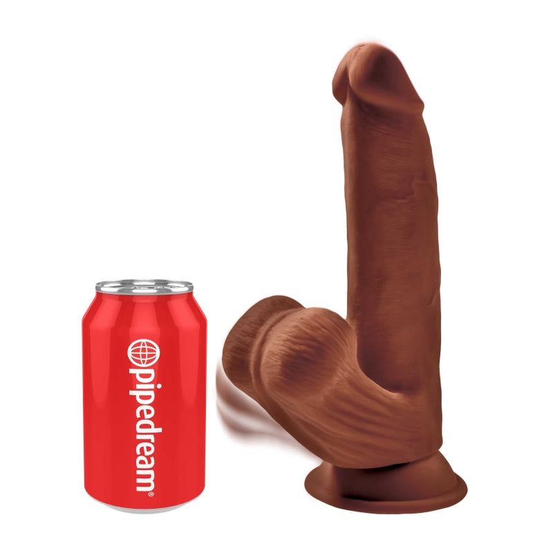 8 Inch Triple Density Cock With Swinging Balls - Brown - Dildos & Dongs