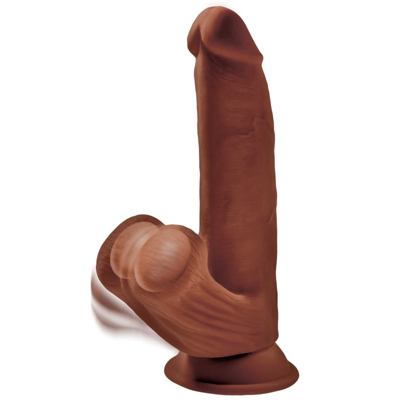 8 Inch Triple Density Cock With Swinging Balls - Brown - Dildos & Dongs