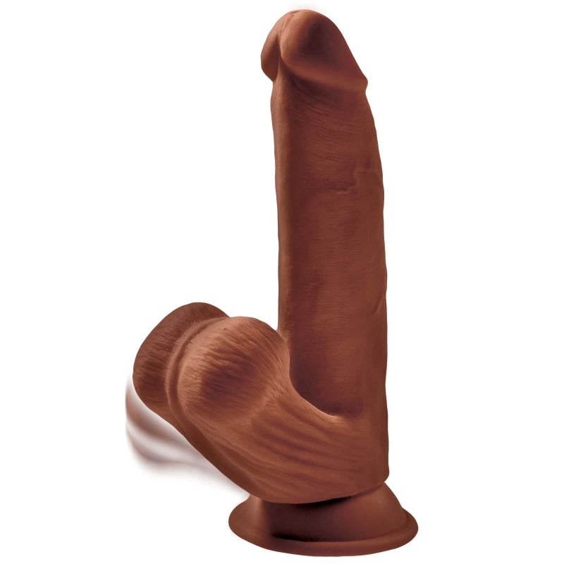 8 Inch Triple Density Cock With Swinging Balls - Brown - Dildos & Dongs