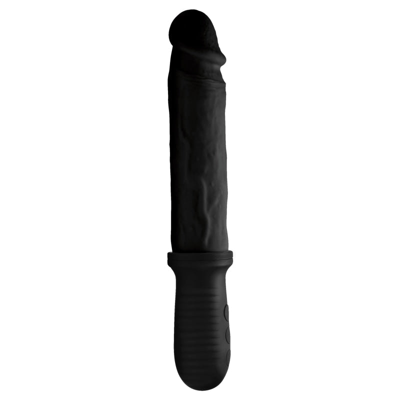 8x Auto Pounder Vibrating and Thrusting Dildo With Handle - Black - Dildos & Dongs