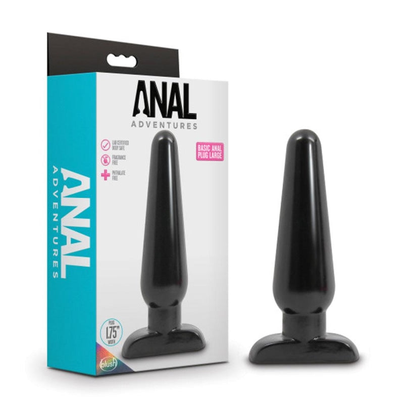 Anal Adventures - Basic Anal Plug - Large - Black - Anal Toys & Stimulators