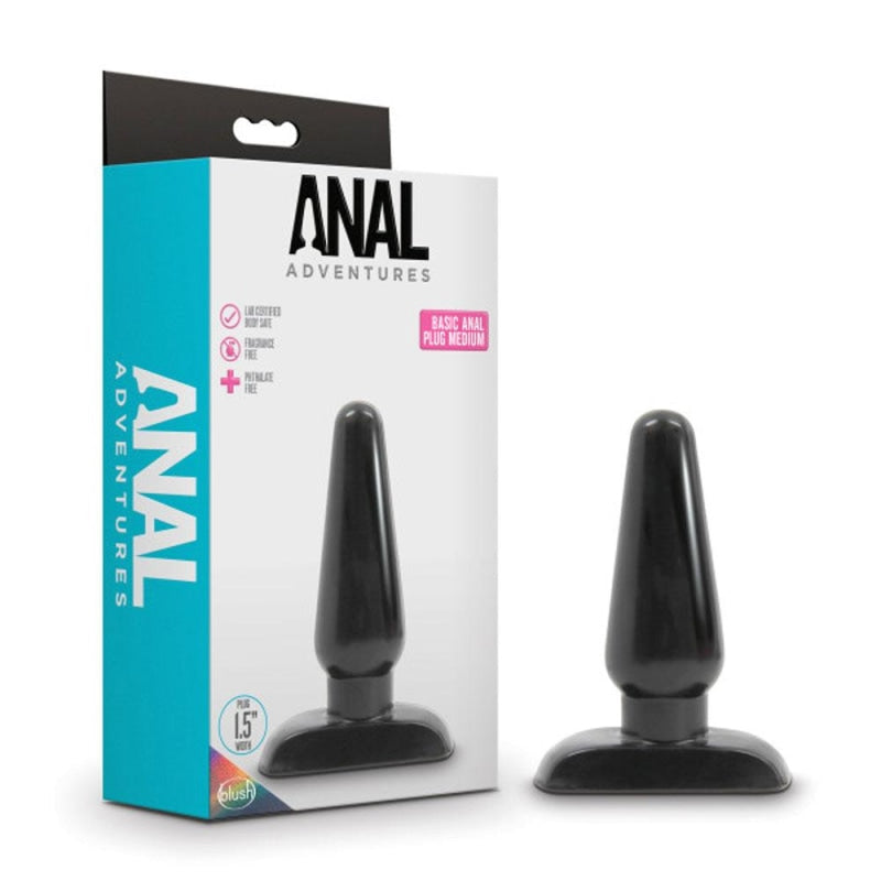 Anal Adventures - Basic Anal Plug - Medium - Black - Anal Toys & Stimulators
