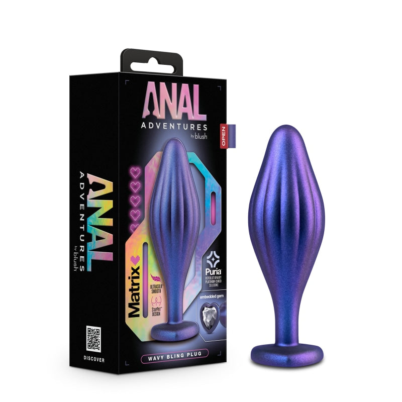 Anal Adventures Matrix - Wavy Bling Plug -  Sapphire