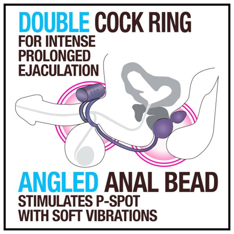 Anal Adventures - Platinum - Silicone Anal Ball With Vibrating C-Ring - Black - Anal Toys & Stimulators