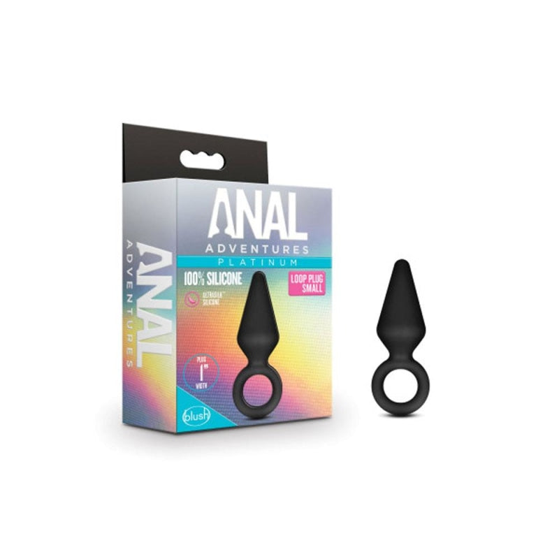 Anal Adventures - Platinum - Silicone Loop Plug - Small - Black - Anal Toys & Stimulators