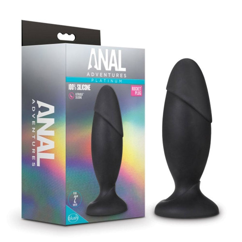 Anal Adventures - Platinum - Silicone Rocket Plug - Black - Anal Toys & Stimulators